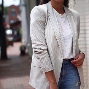 Pinstripe Linen Blazer